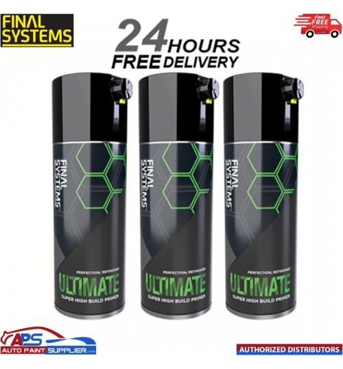 3 x FINAL SYSTEMS ULTIMATE SUPER HIGH BUILD PRIMER - GREY 400ml